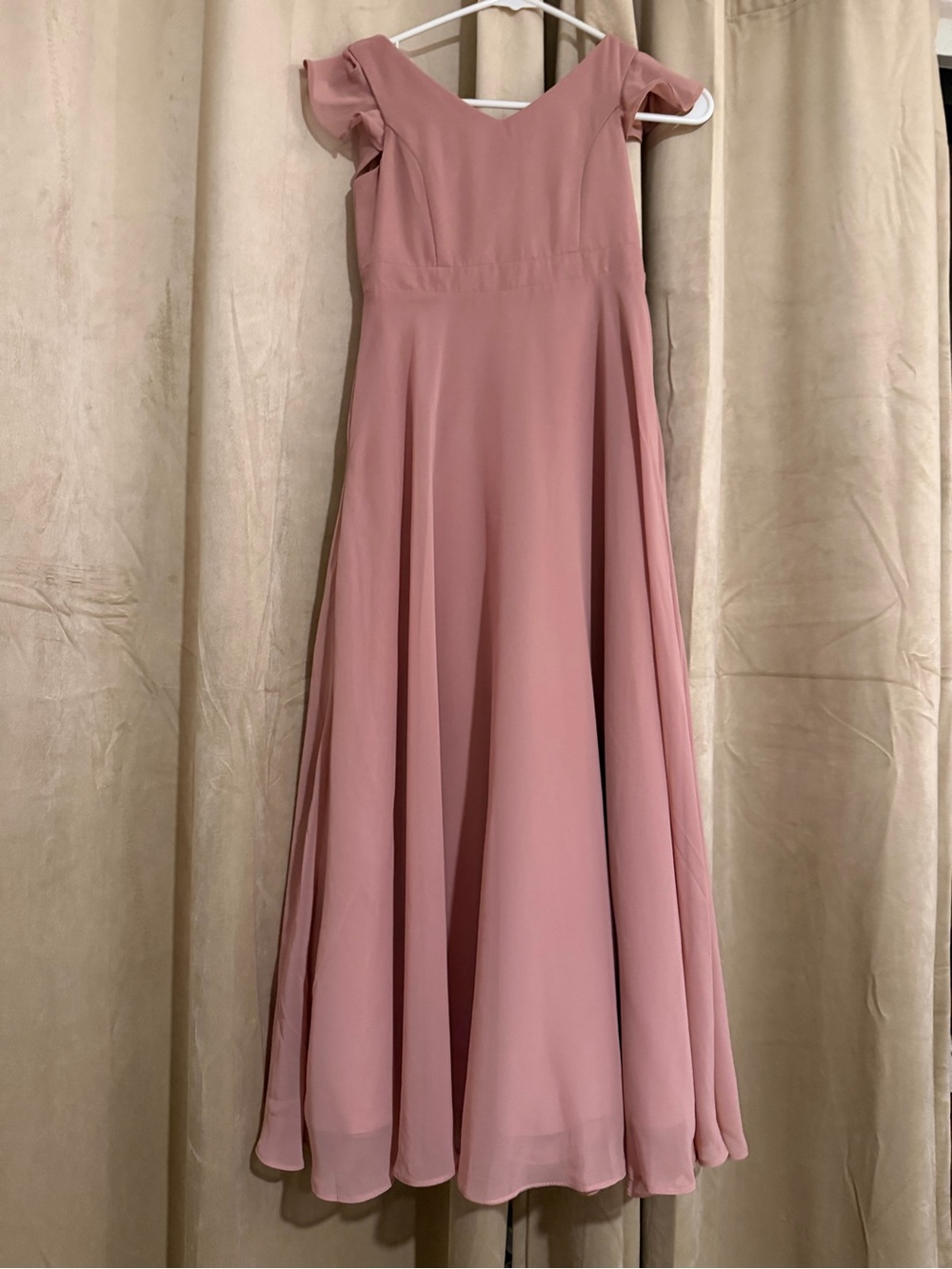 Azazie Rose Pink Girls' Formal A-Line Dress with Cap Sleeves